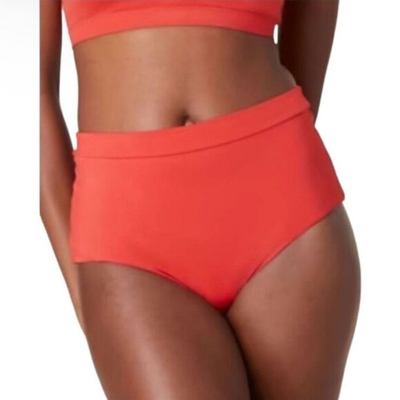Andie Swim Wide Band High Waisted Bikini Bottom in Chili Pepper Size XS NWT - Picture 1 of 11